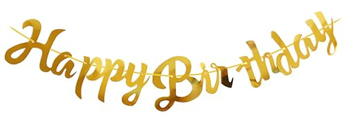 Happy Birthday Banner, 0.85M Happy Birthday Girlande Geburtstagsparty Banner Papier feiern Banner Dekoration für Happy Birthday Party, Gold