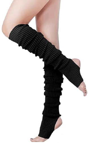 TTPSRY Stulpen Damen Gestrickt Lange Winter Beinwärmer mit Fersenloch Mädchen Lange Beinwärmer Stiefel Socken Ballett Yoga Stulpen Legwarmer(Schwarz,70cm)