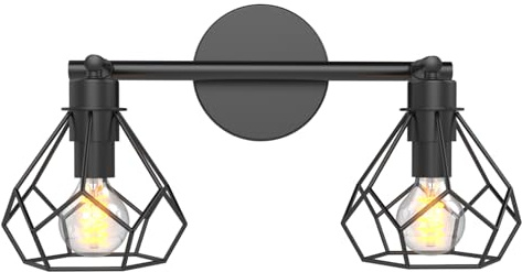 EMKE Wandleuchte Innen Wandlampe Schwarz, E14 Wandlampen Wandstrahler Industrial Retro Lampe, 2 Lampenschirme Verstellbare Wandleuchten für Innen Wohnzimmer Schlafzimmer (Ohne Leuchtmittel)