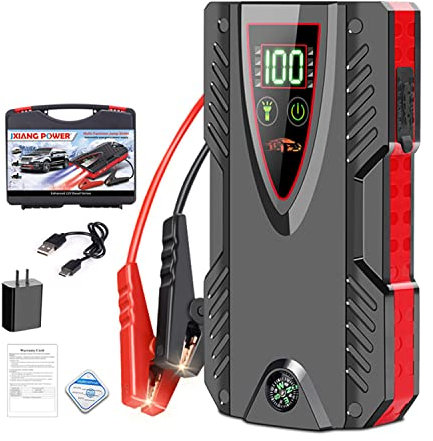 Avviatore di Emergenza Portatile per Auto, 5000 A, Picco 99800 mAh, 12 V, Booster per Batteria per Auto, Power Bank di Emergenza con Display LCD e Luce LED