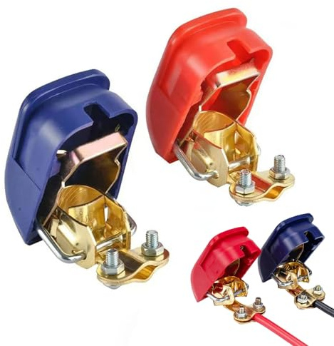 Schnellverschluss Batterieklemme, Batterieklemmen 12V Polklemme, Autobatterie Klemmen, 1 Paar Auto Batterie Schnellklemmen, KFZ Auto Batteriepolklemmen, Polklemmen Autobatterie 12V (Rot und Blau)