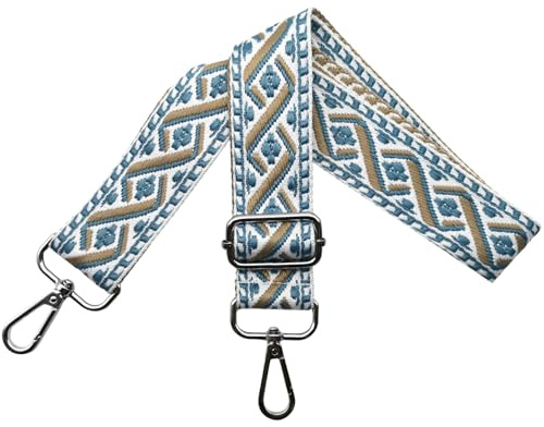 Fickremmar för byte axelrem för väska, justerbar väskrem bred 3,8 cm med silver karbinhake axelrem fickband axelrem bärrem för handväskor, kaki/blå, R3