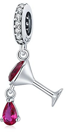 Bijoux en argent sterling, argent sterling 925, bouteille de vin mousseux, breloques en verre, amoureux du vin rouge, perle adaptée aux bracelets à breloques européens