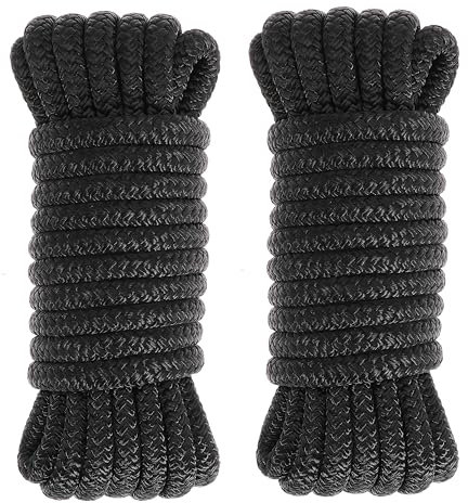 Ciweisah Boat Dock Lines 2 Pack 1/2 x 25FT Boat Lines Nylon Marine Rope for Boats Double-Braided Bumper Rope Boat Lines for Docking Boat Lines Dock Ties