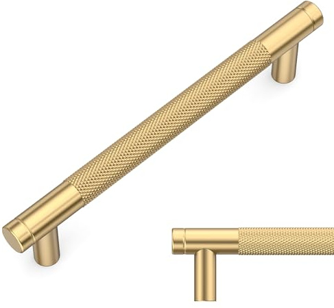 Amerdeco 10 Pack Champagne Bronze Cabinet Pulls 5 Inch(128mm) Hole Center Drawer Pulls Cabinet Hardware Kitchen Cabinet Handles for Bathroom AM003