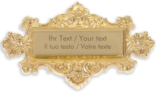 Targhetta per porta in ottone con incisione personalizzata, superficie di incisione 105 x 33 mm, targhetta in ottone, campanello con testi propri
