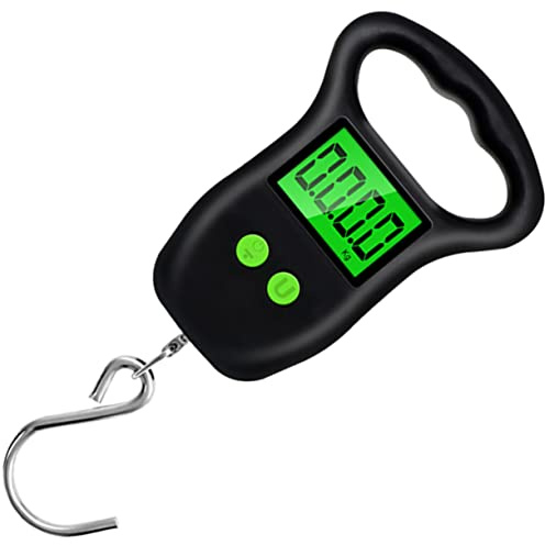 POPETPOP tragbare Waage Tara industrielle Hängewaage elektronische Hängehakenwaage Gepäck tragen Bausatz kranwaage Crane Scale LCD Taschenwaage Reisen Gepäck Waage Plastik Black