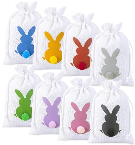 24 Stück Geschenktüten Ostern,Osternester Zum Befüllen,Ostertüten Mit Oster Tüten,Für Kinder Easter Osterhasen Osterkörbchen Jutebeutel Zum Bag Ostergeschenktüten PapiertüTen Bags 13 X 18 cm (Weiß)