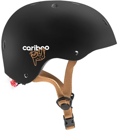 Cariboo Fahrradhelm Kinder Kinderhelm XS 46-50 cm Robust Mit LED-Licht Für Fahrrad Skateboard Inlineskates Scooter Schwarz