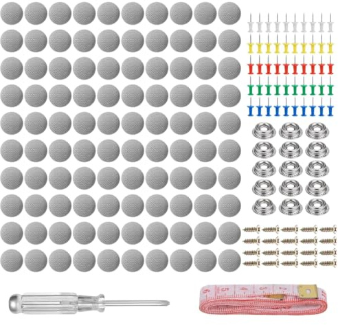 Zocipro 100Pcs Kit Riparazione Cielo Auto, Punesse per Tetto Auto | Automobilistica Rivetti Pulsante di Riparazione con 100 Spilli Colorati 1 Cacciavite 1 Metro a Nastro per Tutte Auto