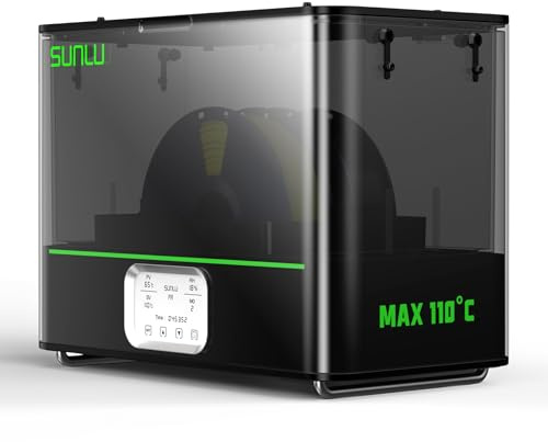 SUNLU Official 3D Printer Filament Dryer E2, 110℃ Max Temperature, 500W PTC Heater, Dry and Anneal 2-in-1, Dual-Chamber, Designed for Engineering Filaments, PC PA-CF FR-ABS Filament Dryer Box (Black)