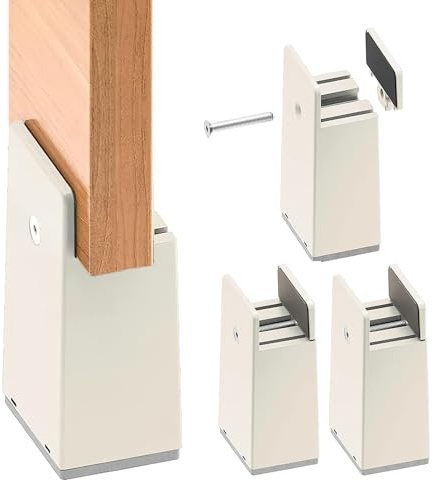 4 Stück Möbelerhöhung 10 cm, Verstellbare Tischerhöhung mit Schraubklemme Stuhlerhöhung Bett Erhöhung Möbelerhöher Sofaerhöher Tischerhöher Betterhöhung für 10-37mm Breite Quadrat Möbelerhöhungen