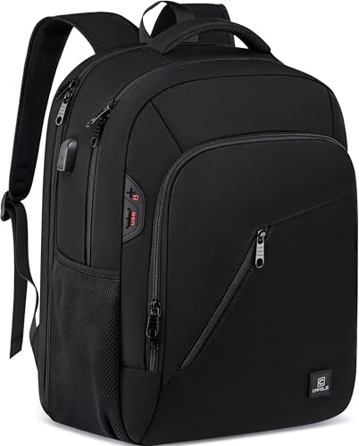 Cafele Mochila Unisex para Adultos y Adolescentes - Mochila Escolar con Puerto USB de Carga para Portátil 17,3 Pulgadas - Ideal para Trabajo, Universidad, Viajes - Negro