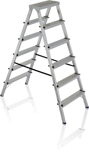Fortena Haushaltsleiter Doppelleiter 2x6 Stufen Aluminium 120 kg Belastung