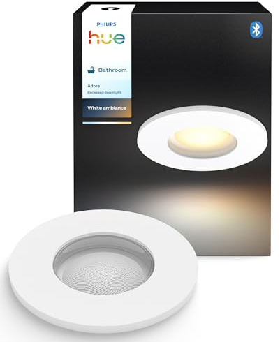 Philips Hue White Ambiance Adore Deckenspot rund, weiß 1x250lm inkl. Dimmschalter, Bad-Beleuchtung, dimmbar, steuerbar via App, kompatibel mit Amazon Alexa (Echo, Echo Dot), neue Generation