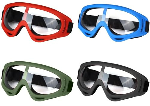 4pcs Kids Safety Glasses, UV400 Protective Goggles, Kids Safety Goggles for Nerf Gun Game, Children's Safety Glasses for Outdoor Sports