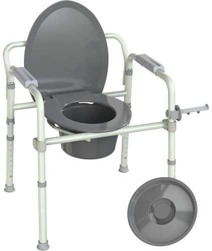 Luckfaith Height Adjustable Commode Toilet Chair with Removable Bucket –Durable Seat Frame180kg Capacity, Portable Bedside Toilet Aid for Elderly & Disabled Adults – Foldable, Sturdy, Lightweight