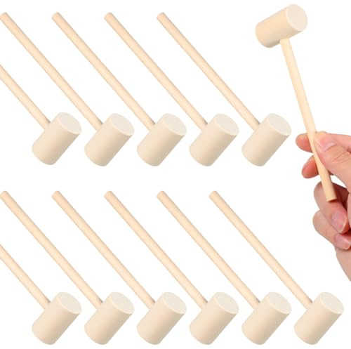 CLISPEED Wooden Mallet Toy Mini Kids Hammer for Hand Eye Coordination and Motor Skills Development Safe Plastic Material Khaki Small Childrens Hammer for Independent Play and Educational Fun