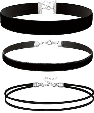 3 Stück Choker Kette Damen,Schwarz Velve Halsband Schmuck,Joker Kette,Collar Women,Chocker Halskette Set,Verstellbare Klassische Kropfband Necklace für Frauen Mädchen,Dancing Geburtstag Party Cosplay