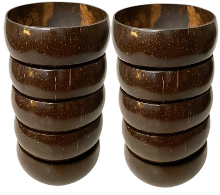 VIE Cuenco de coco, grande, 13-15 cm de diámetro, juego de 10