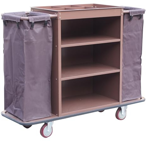 Carro de Limpieza Profesional con Ruedas, con Cestos para la Ropa Sucia, Carro Limpieza para Hoteles, Carrito de Servicio de Habitaciones
