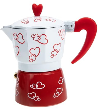Red 150ml Aluminum Mocha Pot Coffee Maker for Home Office