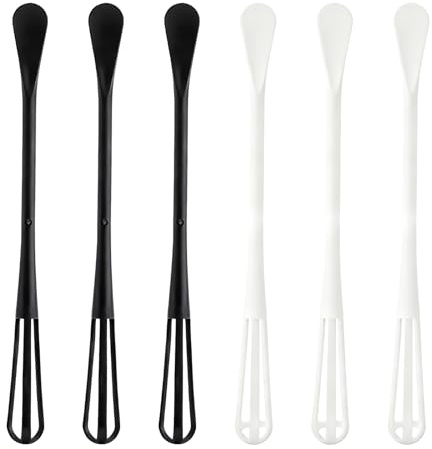 6 Pcs Mini Whisk Set | Homiladi 2 in 1 Small Whisk with Long Handle Spoon | Multifunctional Tiny Hand Whisks Utensil for Cooking, Whisking, Beating, Mixing Sauces(Black, White)