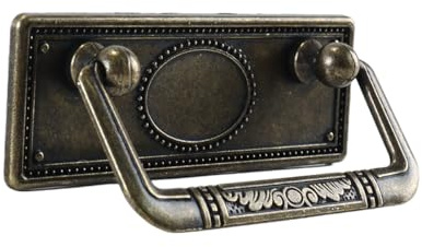 Gutol Antike klappbare Möbelgriffe aus Bronze, 2er-Set, Vintage-Schubladengriffe, Metallgriffe für Schränke, Kommoden, Truhen, inklusive Schrauben