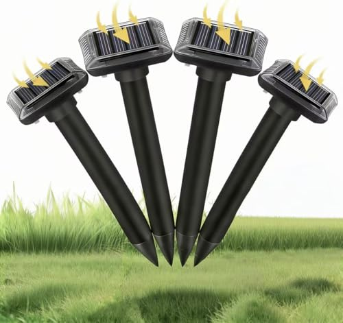 Lot de 4 répulsifs solaires Anti-Taupes - Répulsif Contre Les Taupes - Répulsif Contre Les campagnols - Répulsif à ultrasons - Répulsif Solaire Contre Les Taupes