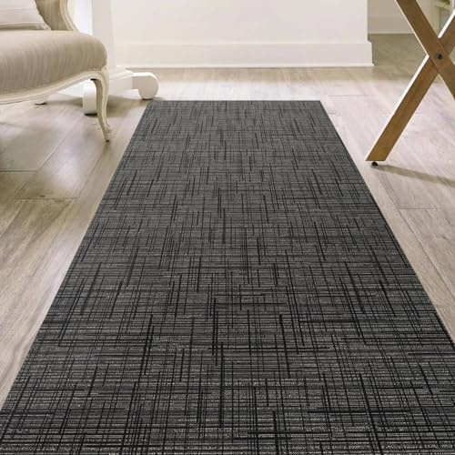ANRO Küchenläufer Teppichläufer abwaschbar Läufer Flur rutschfest pflegeleicht Luxury Anthrazit 100 x 52 cm