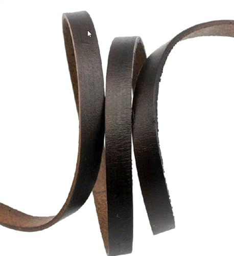 Striscia Di Cuoio Piatta Striscia di pelle mucca piatta da 8 mm, cordoncino autentico 8x2 rivestito in 2 spessore 1 metro for collana braccialetto fai te per l'Artigianato(Distressed Coffee)