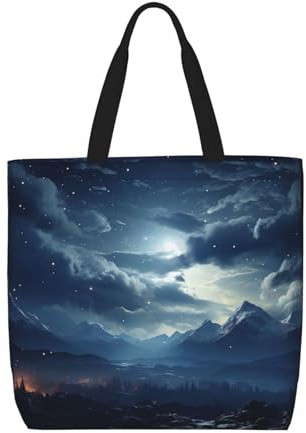 Dunkler Nachthimmel Einkaufsbeutel Leichte Tote Bag Nachhaltig Umhängetasche Für Ausflug Wäsche Reise