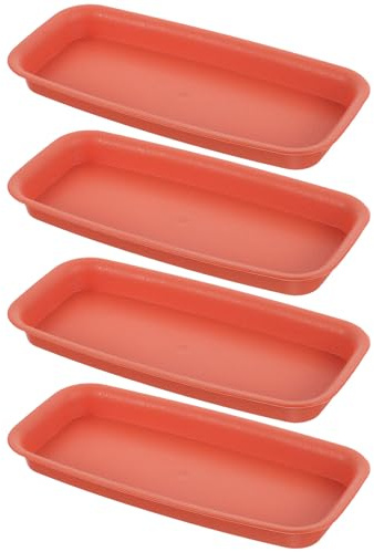 MINAOLULUS Set 4 Sottovasi Rettangolari in Plastica per Piante, Vassoio Raccogli Gocce per Fioriere da Interno ed Esterno, Resistente e Antideflusso per Protezione Pavimenti e Mobili, Colore