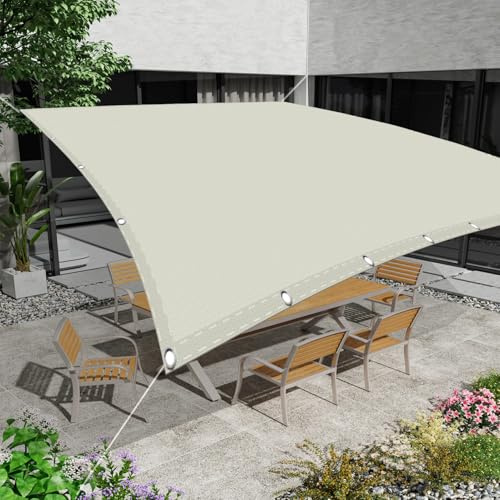 Vela Ombreggiante Impermeabile 3 x 4 m Protezione Raggi UV Tela Vela Ombreggiante de Sombra Privacy per Terrazza, Balcone, Piscina, bianco