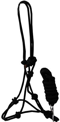 035/108 Knotted Halter with Lead Rope Black Ground Work Knot Headcollar with Rope
