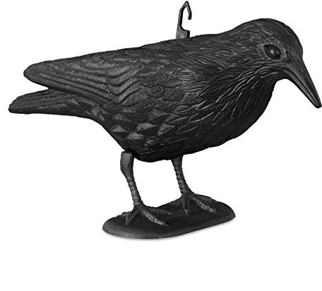 Relaxdays Corbeau de Jardin Anti-Pigeon, Lot de 2, décoration épouvantail Oiseaux Pigeon alarmistes Jardin Figure 38 cm, Noir
