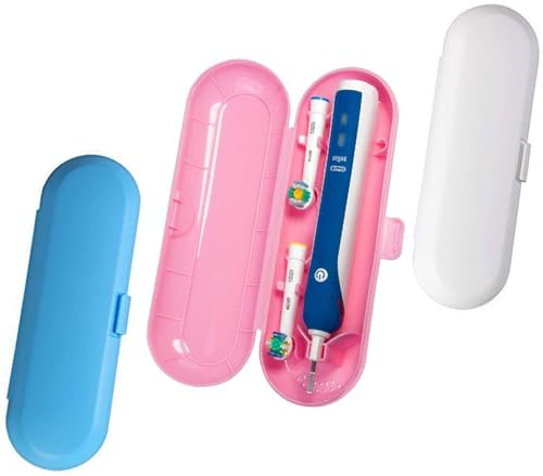 Tangger 3 Elektrische Zahnbürsten-Etui für Oral B - Reise-Box und Koffer in Blau, Rosa, Weiß