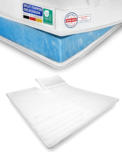 AM Qualitätsmatratzen - Surmatelas memoire de Forme 160 x 200 pour 2 Personnes - Surmatelas Epais en Mousse de Gel - Moelleux et Adaptable - Surmatelas avec Fente 160x200 cm - Ideal pour lit Double