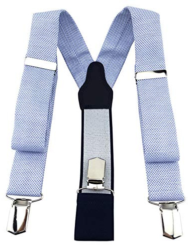 TigerTie Unisex Hosenträger Pique in uni gemustert - Y-Form mit 3 extra starken Clips - verstellbar 82 bis 130 cm