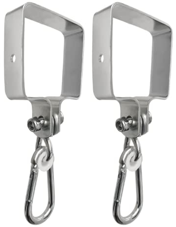 OTITU 2er Set Schaukelhaken mit Karabiner 90x90mm Manschettenhaken Schaukelschelle - Vierkant Karabinerhaken Hakenhalterung Haken für Balken oder Kanthölzer Schwenkbefestigung