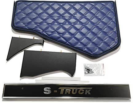 KRAM-TRUCK Gesteppter Mitteltisch für Auto, Kompatibel mit SCANIA S/R ab 2017 Neue Generation, Dunkelblau, Lederimitat auf Schaumstoff 10 mm, Hygienezertifikat