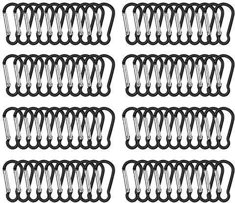 Dadabig 80pcs Llavero de Mosquetón Negro Mini Llavero Mosquetón Escalada 4.6cm Aluminio Mosquetón Clips de Mosquetón para Mochila Handpack, Cuerdas, Camping, Pesca (Negro)