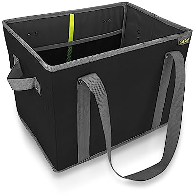 meori Faltbarer Einkaufskorb, faltbar, wiederverwendbar, Markt-Tragetasche, Picknick, Besorgungen, Einkaufen, Lava, Schwarz