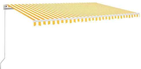vidaXL Gelenkarmmarkise Automatisch Markise Sonnenmarkise Balkonmarkise Sonnenschutz Sichtschutz Terrasse Garten Balkon 500x300cm Gelb Weiß