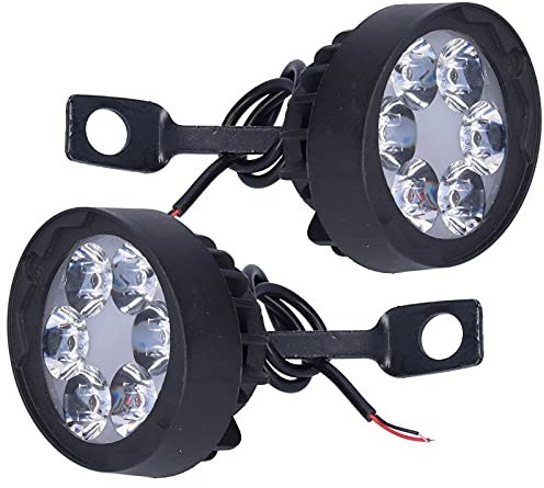 Buachois Motorcycle Spotlights,2pcs Motorcycle LED Headlight 12V 6LED Universal Rearview Mirror Spotlights 6000K 1000LM High Low Beam Spot Lamp for ATV Bicycle Off Road Lighting