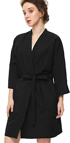 Izzycka Hair Color Cape - Salon Client Gown Robes, Large Barber Cape With Pocket - Waterproof Spa Wrap - Cutting Robe - Kimono Style - Black