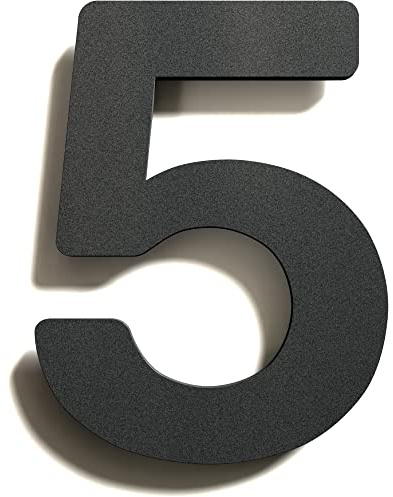 Anthrazit Edelstahl Hausnummer 5 - massiv, wetterfest & rostfrei - 14 cm groß - mit Befestigungsmaterial - Design Hausnummern-Schild N-01-5-A