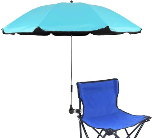 GRANDMEI Sonnenschirm für Stuhl mit Verstellbarer Klemme,mit Regenschirm Klammer Befestigung für Terrassenstühle,Strandstühle,liegestuhl,Rollstühle und Golfwagen (Hellblau)