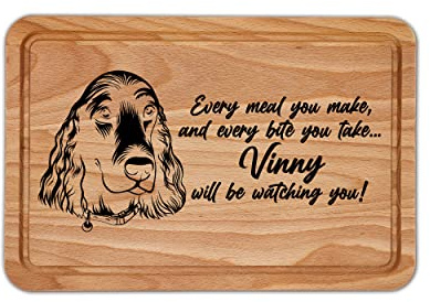 Personalised Cocker Spaniel Wooden Chopping Board, Custom Birthday Gift for Dog Loving Mum, Present Idea for Cocker Spaniel Puppy Owner, New Home Owner Kitchen Accessories, 300mm x 200mm, Natural