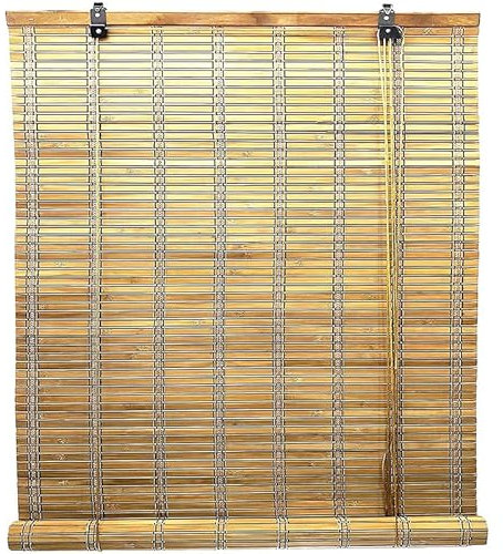 Virsus 1 Tapparella a rullo in Bambù Avvolgibile 6913, Tenda da sole in bamboo naturale colore Legno chiaro, arrotolamento carrucola per porte finestre Interni ed Esterni Varie Dimensioni (100x200 cm)